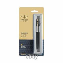 10 X Parker Classic Iconic Matte Black GT Gold Trim Ballpoint Pen Blue Ink