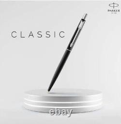 12 X Parker Classic Matte Black Finish Chrome Trim Stainless Steel Ballpoint pen