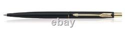 12 X Parker Classic Matte Black Gold Trim Steel Ballpoint Pen, Black Medium Ink