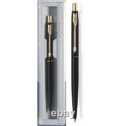 12 X Parker Classic Matte Black Gold Trim Steel Ballpoint Pen, Medium Black Ink