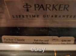 1992 USA Made PARKER CLASSIC MATTE BLACK & GOLD TRIM BALLPOINT PEN &. 5MM PENCIL