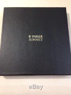 1998 Parker Sonnet Epoxy Matt Black Gold Trim Fine Fountain Pen & Book Set-nos