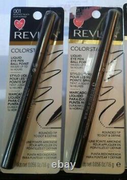 2 Revlon ColorStay Liquid Eye Pen Ball Point Tip 001 Blackest Black. 056 Oz
