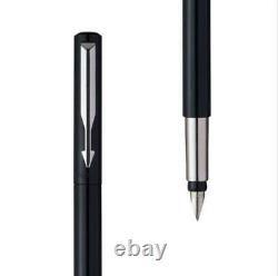 40 Pcs Parker Pen Vector Fountain Pen Matte Black Silver Clip With Fine Nib