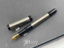 Bexley USA Flat Top Prototype Acrylic Fountain Pen Black & Steel Fine Nib