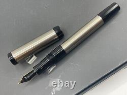 Bexley USA Flat Top Prototype Acrylic Fountain Pen Black & Steel Fine Nib
