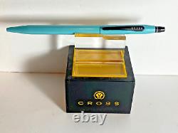 CROSS MATTE AQUA/TURQUOISE CLICK PEN WithANODIZED CLIP & POUCH W EXTRA REFILL