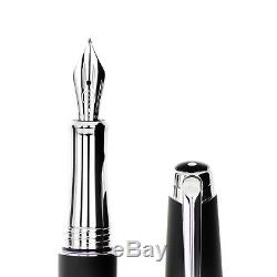 Caran D'Ache Silver-Plated Rhodium-Coated Lèman Black MATT Fountain Pen (M)