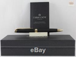 Caran D'ache Leman Matte Black With Gold Trim Ball Point Pen New Model Design