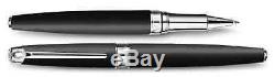 Caran d'Ache Leman Silver Plated & Rhodium Black Matte Lacquer Rollerball Pen