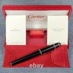 Cartier Diabolo Matte Black Fountain Pen with Palladium, 18k Fine nib All Papers