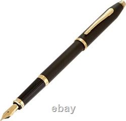 Cross Century II Fountain Pen Matte Black & Gold Trim Medium Pt New In Box