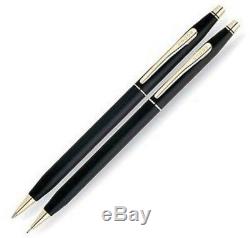Cross Century Matte Black & Gold Ballpoint Pen & 0.9mm Pencil New In Box Usa