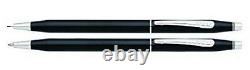 Cross Century Matte Black & Silver Ballpoint Pen & 0.5 Pencil Set New In Box Usa
