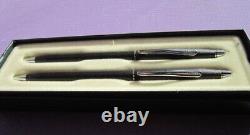 Cross Century Set Matte Black & Chrom Ballpoint Pen & 0.5 Pencil New in Box USA