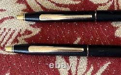 Cross Century Set Matte Black & Gold Ballpoint Pen & 0.9 Pencil New In Box USA