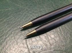 Cross Century Set Matte Black & Gold Ballpoint Pen & Pencil in Box USA