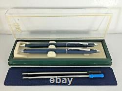 Cross Classic Century Matte / Satin Blue Pen &. 5 Pencil Chrome Trim-made In USA
