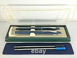 Cross Classic Century Matte / Satin Blue Pen &. 5 Pencil Chrome Trim-made In USA