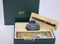 Cross (Ireland) Townsend Matte Black Fountain Pen Fine Nib + Ink Gift Box NOS