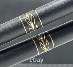 Cross Ladies Matte Black & Gold Trim Pen & Pencil & Watch withleather band