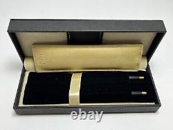 Cross Ladies Matte Black & Gold Trim Pen & Pencil & Watch withleather band