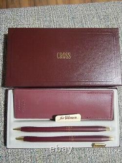 Cross Ladies Set Matte Burgundy Ballpoint Pen & 0.5 Pencil & Pouch