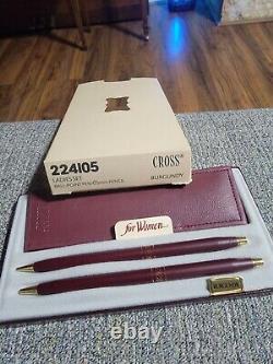 Cross Ladies Set Matte Burgundy Ballpoint Pen & 0.5 Pencil & Pouch