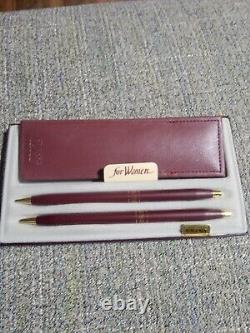 Cross Ladies Set Matte Burgundy Ballpoint Pen & 0.5 Pencil & Pouch