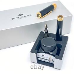 Diplomat Nexus Edition Matte Black Gold Trim 14K Dropper Fountain Pen