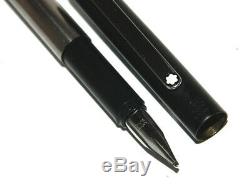 Excellent Montblanc Slim Line Fountain Pen Brushed Steel Matt Black #b Large