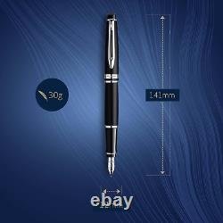 Expert Fountain Pen, Matte Black with Chrome Trim, Fine Nib with Blue Ink Cartri