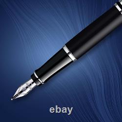 Expert Fountain Pen, Matte Black with Chrome Trim, Fine Nib with Blue Ink Cartri