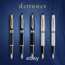 Expert Fountain Pen, Matte Black with Chrome Trim, Fine Nib with Blue Ink Cartri