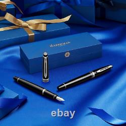 Expert Fountain Pen, Matte Black with Chrome Trim, Fine Nib with Blue Ink Cartri