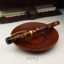 Kyoto Celluloid Flat Top Marble BLACK & RED Schmidt Iridium M Nib Fountain Pen