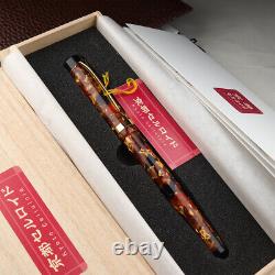 Kyoto Celluloid Flat Top Marble BLACK & RED Schmidt Iridium M Nib Fountain Pen