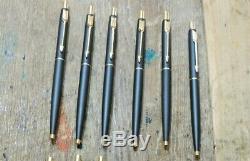 LOT of 12 1990s Vintage Matte Black Gold Trim GT PARKER CLASSIC ballpoint pens