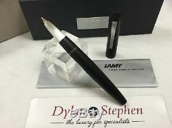 Lamy matte black piston filler fountain pen 14K OM = oblique medium nib + box