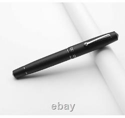 Leonardo Momento Zero Fountain Pen Deep Black Matte, Rhodium Trim 1.5mm Stub
