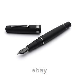 Leonardo Momento Zero Fountain Pen in Satin Black with Black Trim, Broad Point