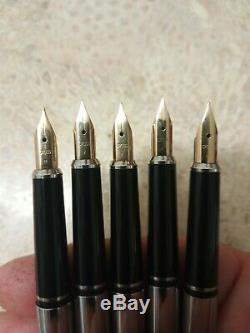 Lot of 8 Cross Lustrous Chrome & matte black Fountain Pens Made in USA