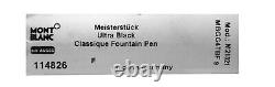 Montblanc Meisterstuck Ultra Black Classique Fountain Pen Gold 14k F 114826 New