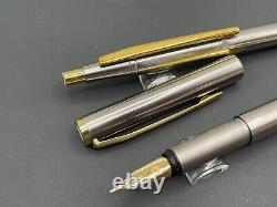 Montblanc Noblesse Thinline Steel Matte Fountain Pen 14k & Mechanical Pencil
