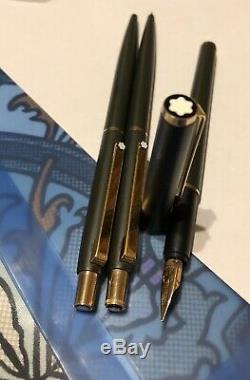 Montblanc Slimline Set 3 Items Fountain Pen, Ballpoint, Pencil Matte Black