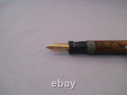 Morrison Vintage Flat Top Black and Pearl Fountain Pen-flexible medium