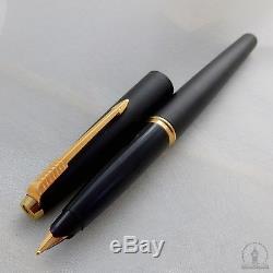 NOS Extremely Rare Parker 45 TX Matte BLACK GT Fountain Pen M Nib UK Q3 1994