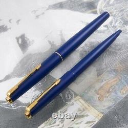 NOS Mint Parker 45 TX Matte Blue GT Ballpoint & Fountain Pen 14K Fine Nib