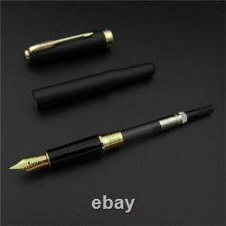 New Parker Sonnet Matte Black&gold Fountain Pen 18k Gold Coated M Nib+converter