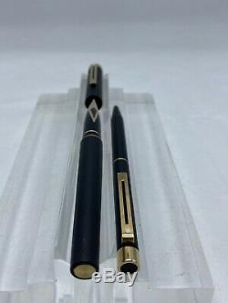 Nos! Sheaffer Targa Matte Black Fountain & Ballpoint Pens With 14k Gold Nib